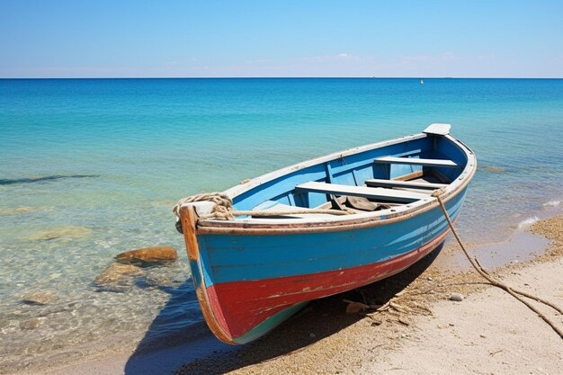 Zomerlandschap met boot op zee