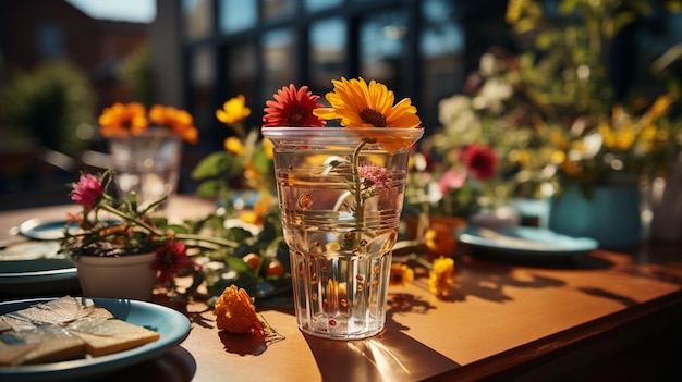 zomerlimonade in een glas met citroen