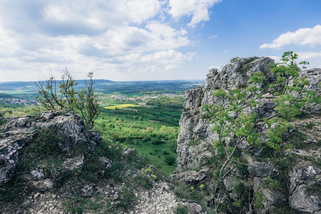 Zomerpanorama van bergen in europa