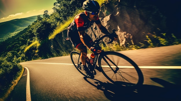 Zomers fietsen op bergwegen met uitzicht op de natuur