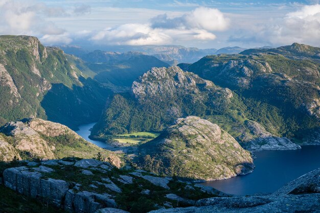 Zomers landschap met uitzicht op de bergen Noorwegen