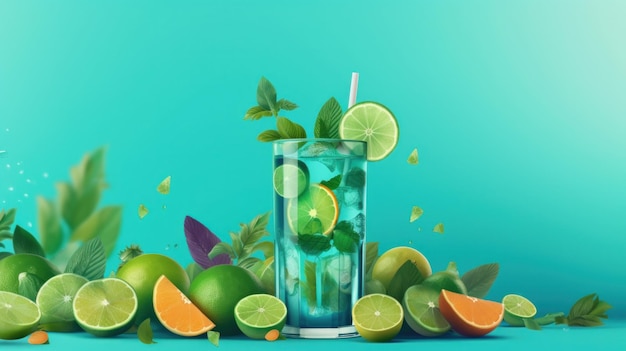 Zomers tropisch cocktaildrankje geniet van mojito AI generatief