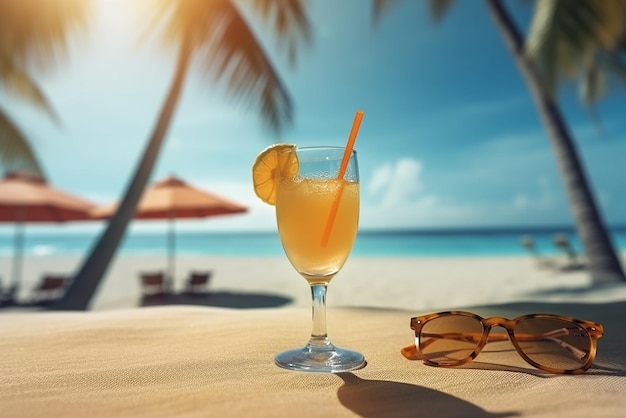 zomerse vibes cocktail op een strand