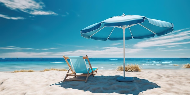 zomerstrand op zonnige dag met blauwe lucht en blauwe oceaan