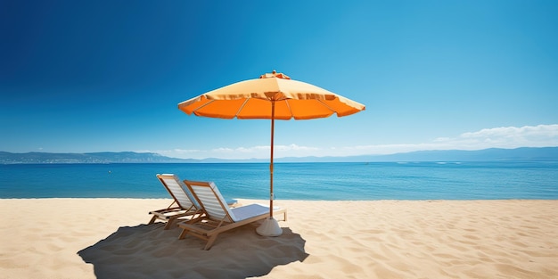 zomerstrand op zonnige dag met blauwe lucht en blauwe oceaan