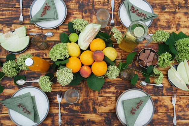 Zomertafelset Eettafel bovenaanzicht