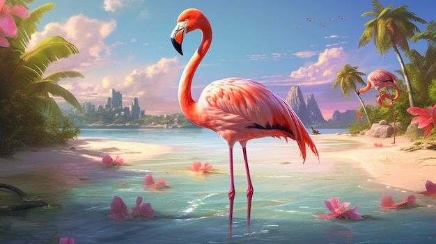 Zomervakantie concept flamingo paradijs verkennen