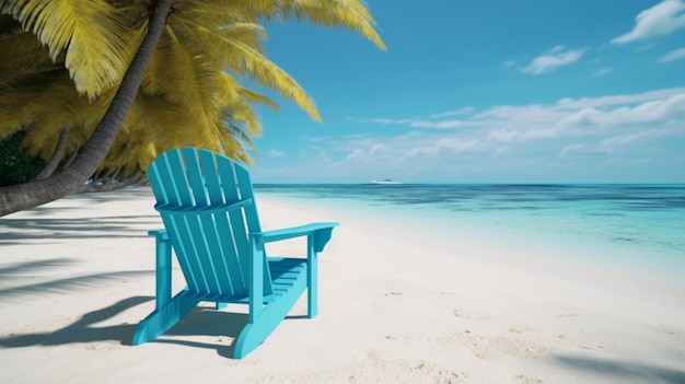 Zomervakantie op een tropisch eiland met strandstoel Generatieve AI