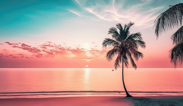 Zomervakantie tropisch strand met blauwe lucht en zee voor ontspanning panoramisch strand Generatieve AI