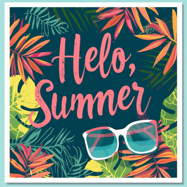 Foto zomerverkoop banner met abstracte achtergrond en hello zomer tekst in vector stijl illustratie