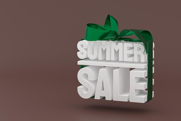 Zomerverkoop met strik en lint 3d ontwerp render achtergrond