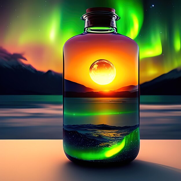 Zon, maan, aurora in een fles