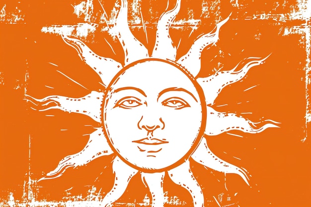 Foto zon op grunge oranje achtergrond illustratie voor uw ontwerp