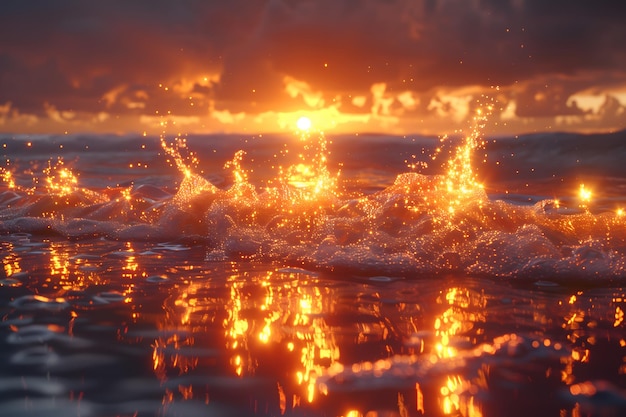 Foto zon schijnt helder over het water