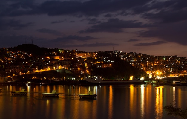 Zonguldak City and Port at Night