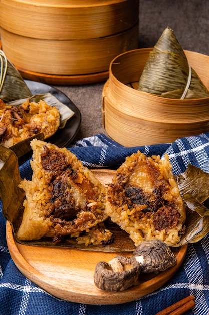 zongzi or bakcang chinese savoury sticky rice dumplings