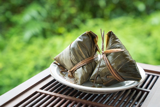 Photo zongzi rice dumpling for chinese traditional boat festival