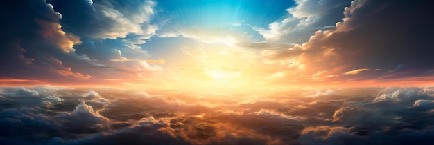 Foto zonlicht dat door de wolken breekt als een symbool van optimisme en nieuw begin