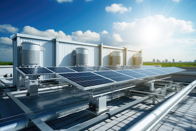Zonne-energiepanelen en HVAC-systemen met automatisering