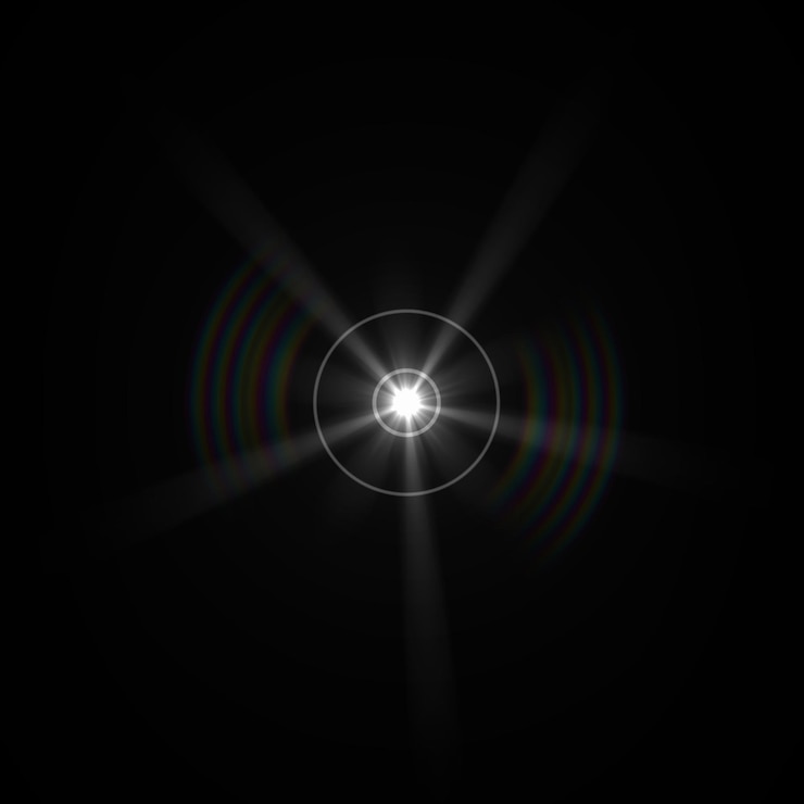 Foto zonne-lens flare licht speciaal effect op zwarte achtergrond