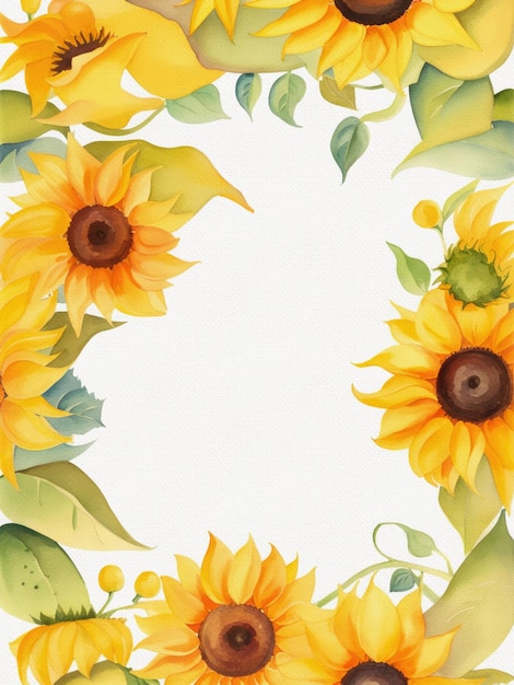 Foto zonnebloem frame bloemenrand schilderij