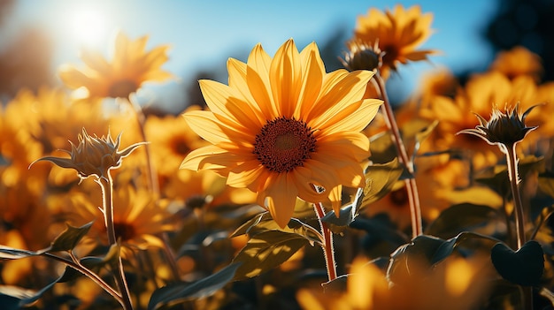 Zonnebloem met zonneschijn