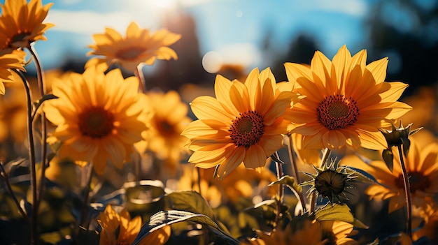 Zonnebloem met zonneschijn