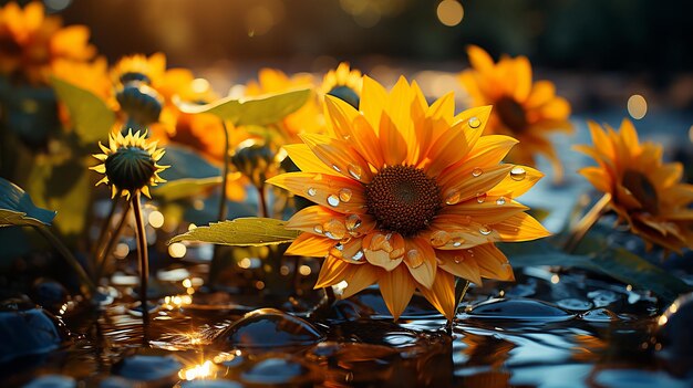 Zonnebloem met zonneschijn