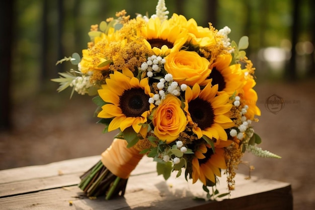 Zonnebloemen en madeliefjes zijn een must voor elk bruidsboeket.