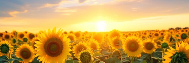 Zonnebloemen op de achtergrond van de zonsondergang