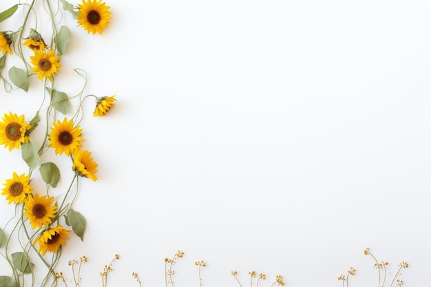 zonnebloemen op een witte achtergrond met een witte agtergrond