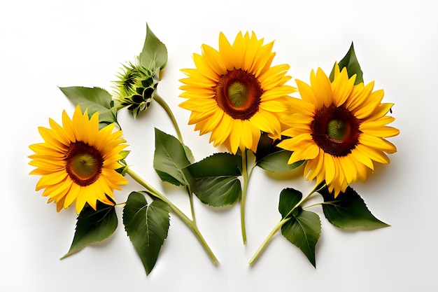 Zonnebloemen op witte achtergrond