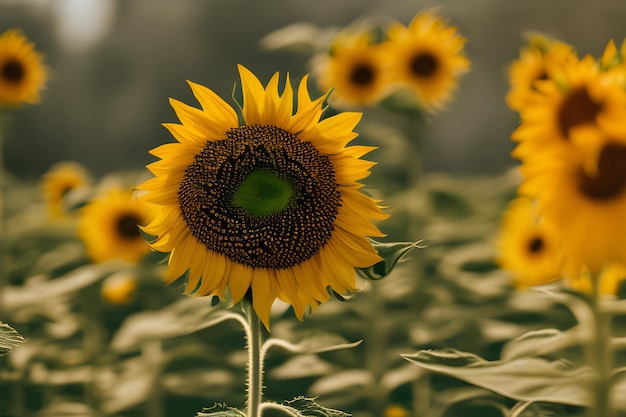 Zonnebloemveld in de tuin_ai_generated