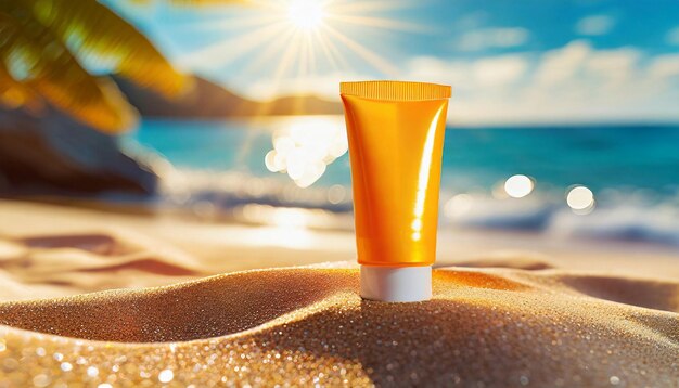 Zonnebrandcrème buis op het tropische strand huidverzorging cosmetica