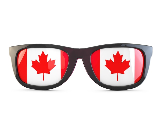 Zonnebril met Canadese vlag 3D-rendering