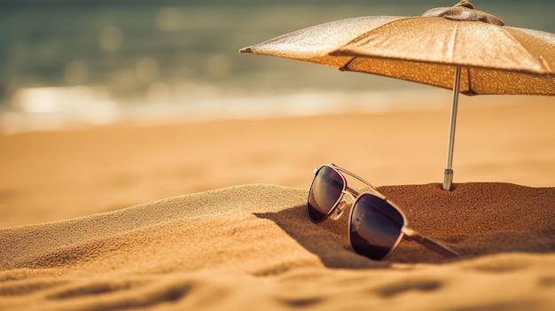 Zonnebril op het strand voor omslagontwerp