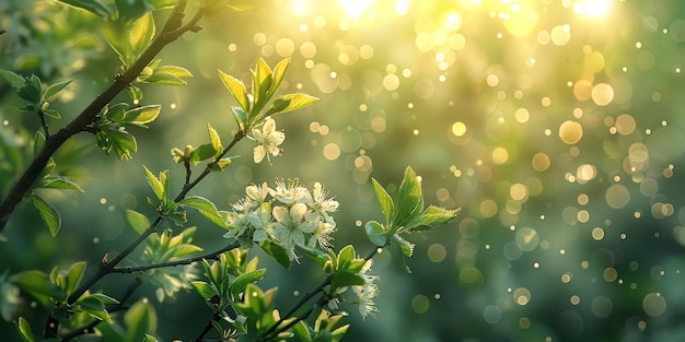 Zonnelicht schijnt door de bladeren van een boom Generatieve AI