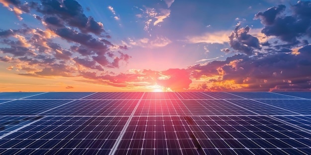 zonnepanelen bij zonsondergang hernieuwbare groene energie Generatieve AI