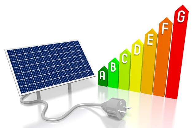 Zonnepanelen concept 3D illustratie