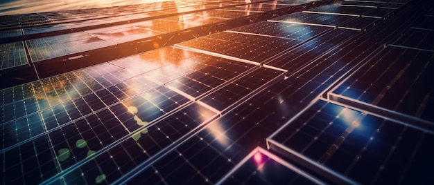 Zonnepanelen die de energie van de zon opvangen en omzetten in bruikbare elektriciteit Generatieve AI