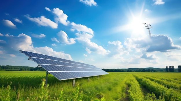 Zonnepanelen en apparatuur voor het opwekken van windenergie op een groene boerderij