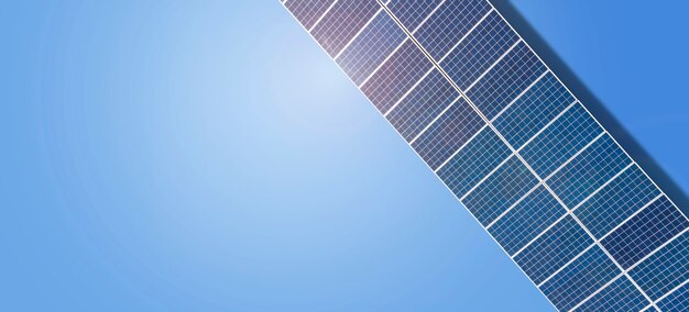 Zonnepanelen geïsoleerd op blauwe achtergrond. ruimte kopiëren.