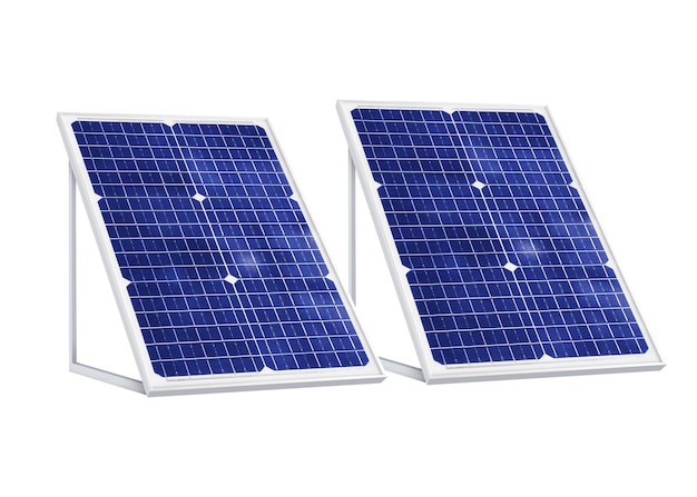 Zonnepanelen in een zonnepark met zonlicht om de schone elektriciteit te creëren
