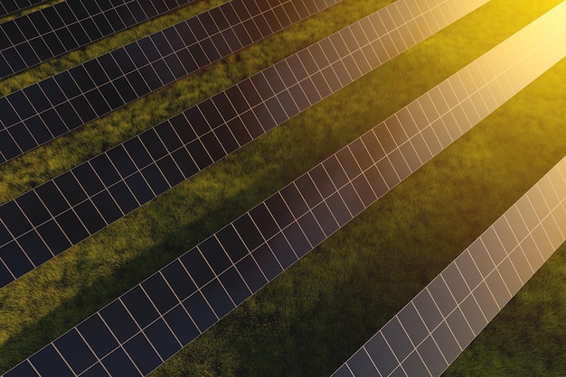 Zonnepanelen in luchtfoto