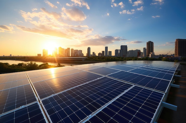 Foto zonnepanelen met een achtergrond van de hemel