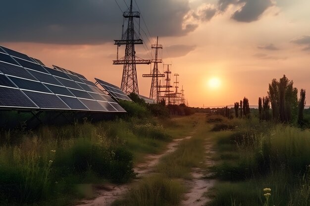 zonnepanelen op een heuvel Generatieve AI