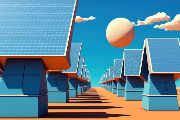 Zonnepanelen op een rij tegen een blauwe lucht de spatiebalk