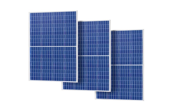 Foto zonnepanelen, zonne-generatorsysteem, schone technologie voor een betere toekomst