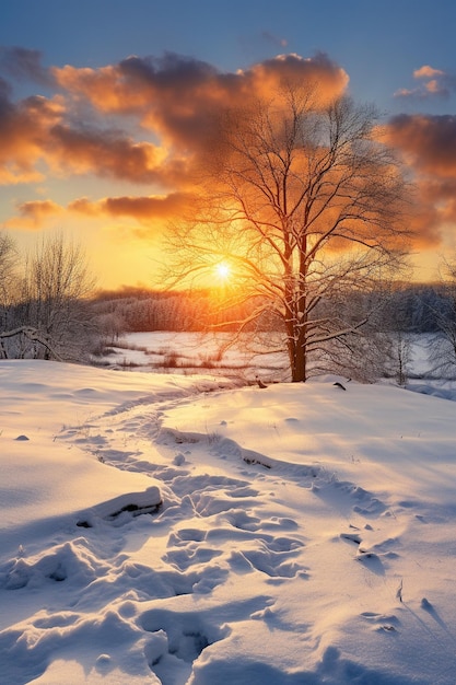 Zonneschijn op de sneeuw