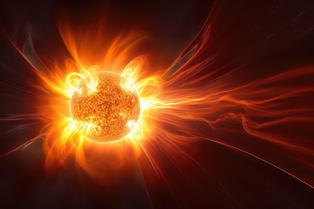 Zonnevlam met zicht op het oppervlak van de zon gekenmerkt door uitbarstingen van energie en licht